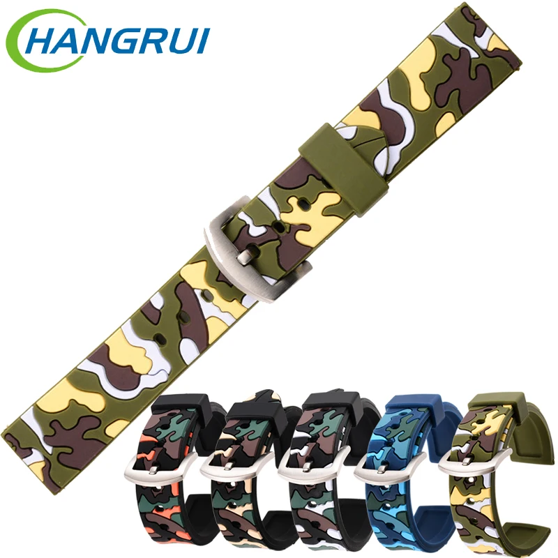Smart bracelet 20mm 22mm 24mm silicone camouflage watch band for men women watch strap camo