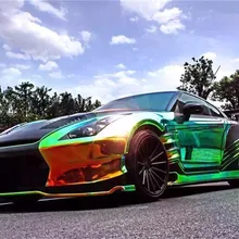 Черная голографическая Радужная хромированная Автомобильная виниловая безпузырьковая наклейка 20 ''x 54,33''(50 см x 138 см