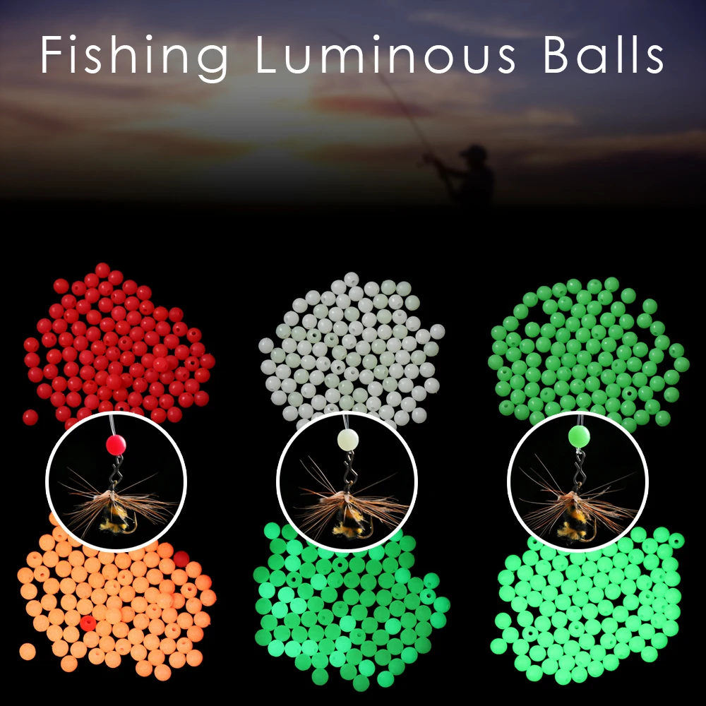 

100Pcs/Bag 4/5/6/8mm Fishing Floats Beads Glowing Balls Buoy Luminous Light Night Sea Fishing Tackle Fishing Accessories