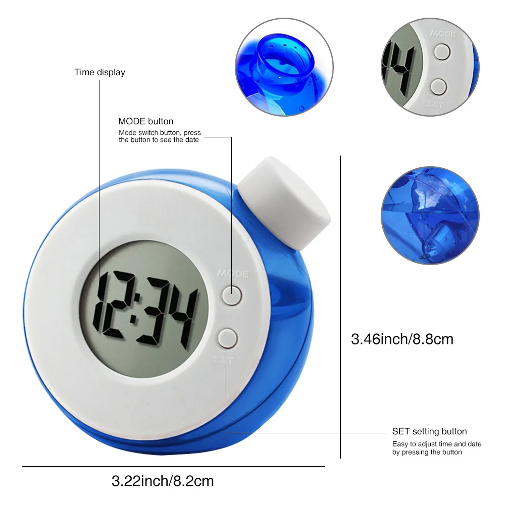 Water Powered Table Clock Children's Digital alarm clock Smart Water Element Mute Calendar Digital watch Home Decor Kids Gifts digital clock table clock lcd digital clock digital table clock