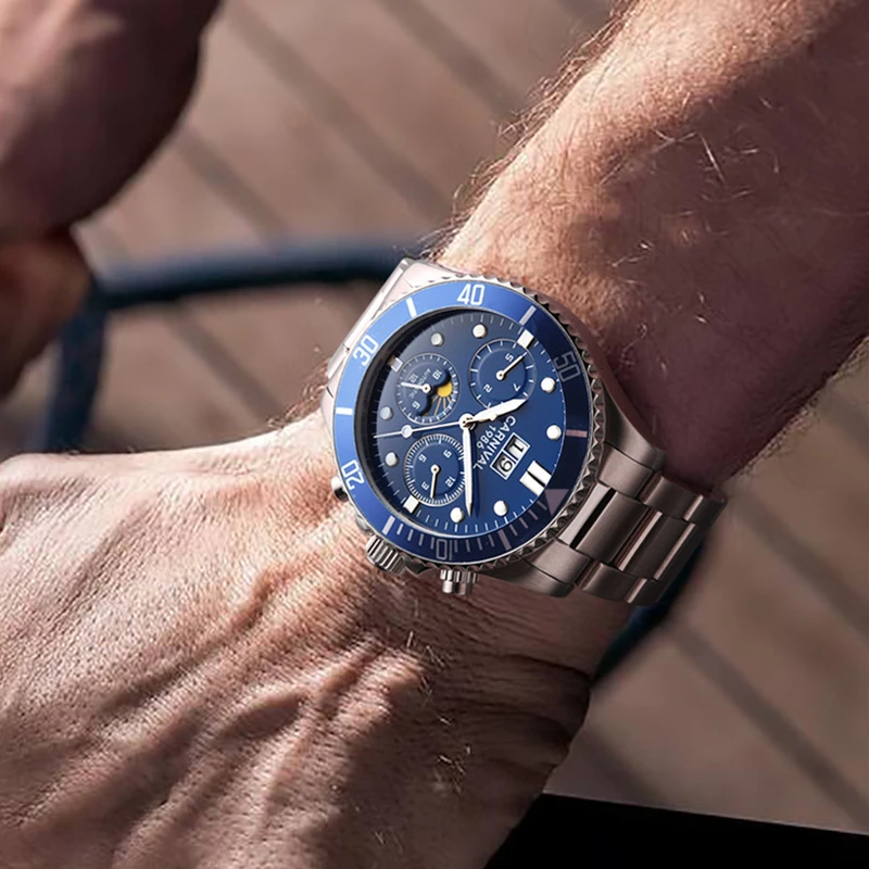 Carnival Moon Phase Automatic Mechanical Watch Men Full Steel Waterproof Men Watches Clock Reloj Hombre Erkek Kol Saati Relogio Mechanical Watches Aliexpress