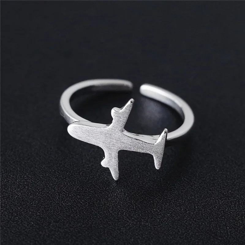plane open ring 100% Sterling 925 silver Jewelry Vintage Adjustable rings for women gift free size