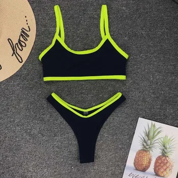 

Sexy None Brazilian Bikini Push Up Swimsuit Female 2019 Women Swimwear Thong Bikini set Halter Bather Bathing Suit Monokini 5100