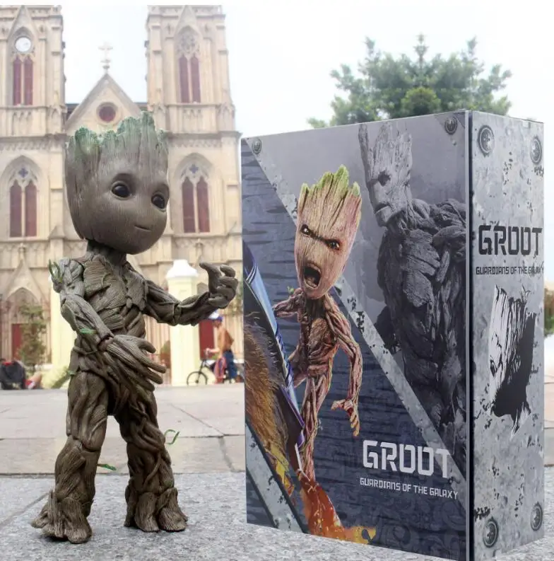 Горячие игрушки Marvel Groot Guardians of The Galaxy Мстители 1:1 милый ребенок дерево человек BJD Суставы подвижные фигурки игрушки 26 см