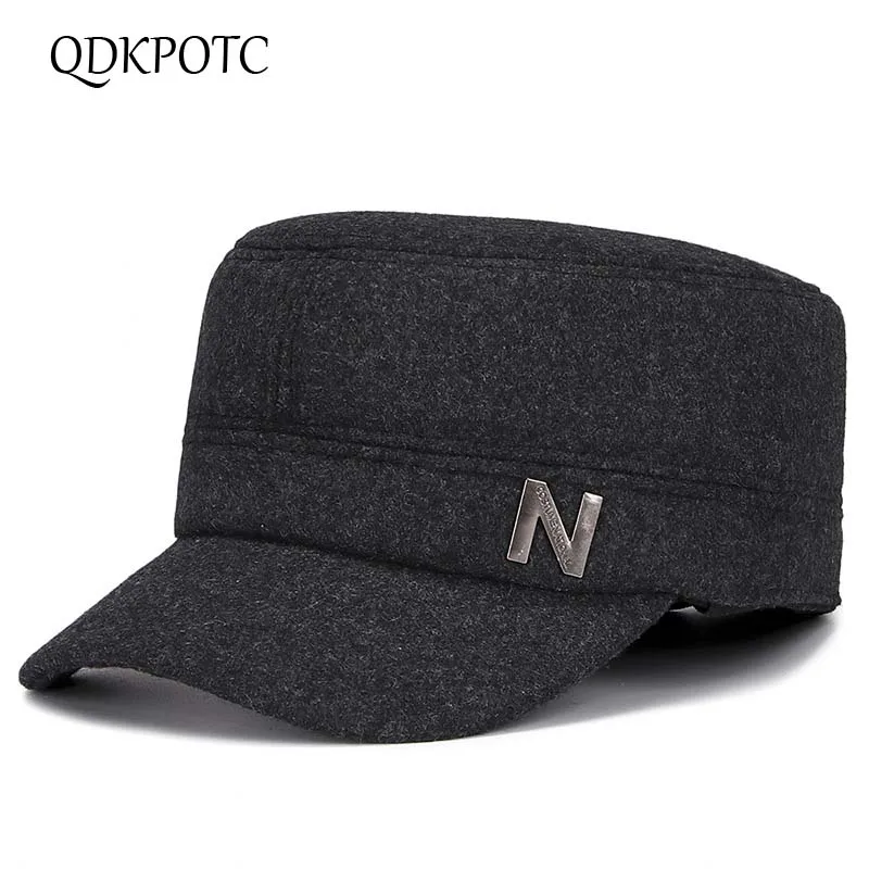 

QDKPOTC Men Baseball Caps Winter Snapback Caps Male Adjustable Baseball Hats Thicken Warm Ear Protection Dad Hat Men Cap