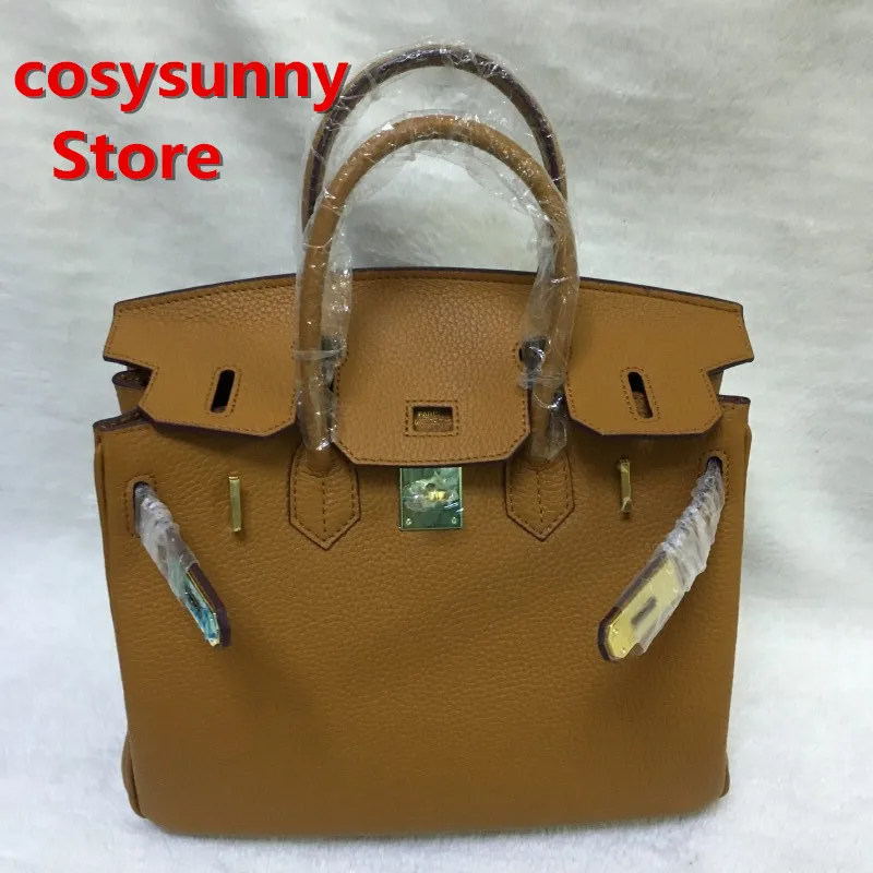 

Genuine leather ladies high-capacity handbag shoulder bag satchel women's Messenger bag wallet 30-inch Gold buckle Silver buckl