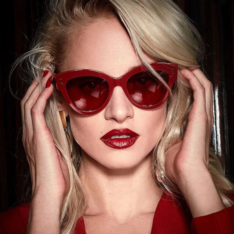 Qpeclou 2018 New Brand Big Frame Cat Eye Sunglasses Women Sexy Red Sun