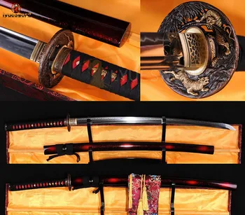 

LYUESWORD Full Tang KATANA Clay Tempered Japanese Samurai Sword T10 High Carbon Steel Real Hamon Brass Tsuba Battle Ready Blade