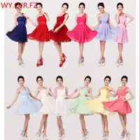 QNZL3320#Red green blue yellow chiffon short Bridesmaid Dresses wedding party prom dress girls 2019 summer new wholesale Custom