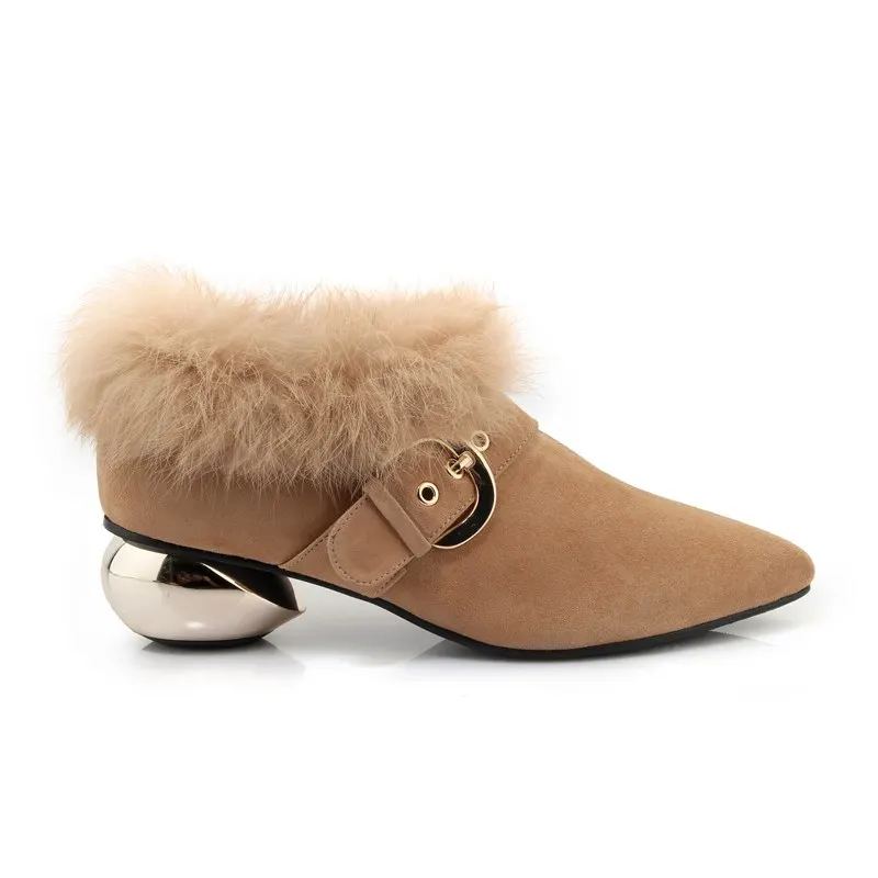 Chaud Talons Brown Garder Au Pot Concise Femmes Pompes L52 Fourrure De Lady Pointu Style Lapin Mode Métal Moutons Bout Office yellow Krazing Printemps Daim Noir HqZSTTU