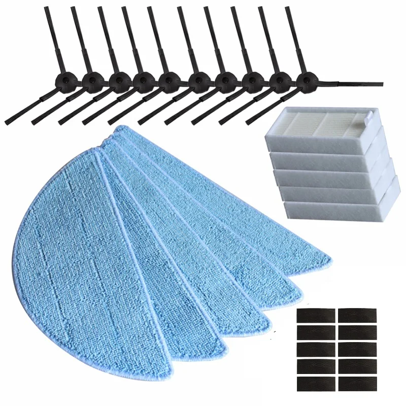 10 side Brush+5 hepa Filter+5 Mop Cloth+10magic paste for ilife v5s ilife v5 pro ilife x5 V3+ V5 V3 v5pro vacuum cleaner parts