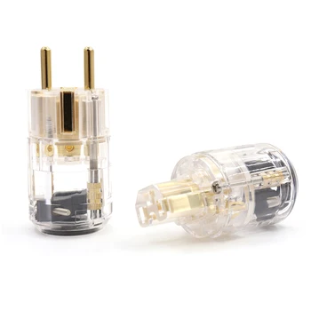 

HIFI Transparent Gold plated EUR Schuko power cable Extension plug IEC Female connector 1pair Male female Plug