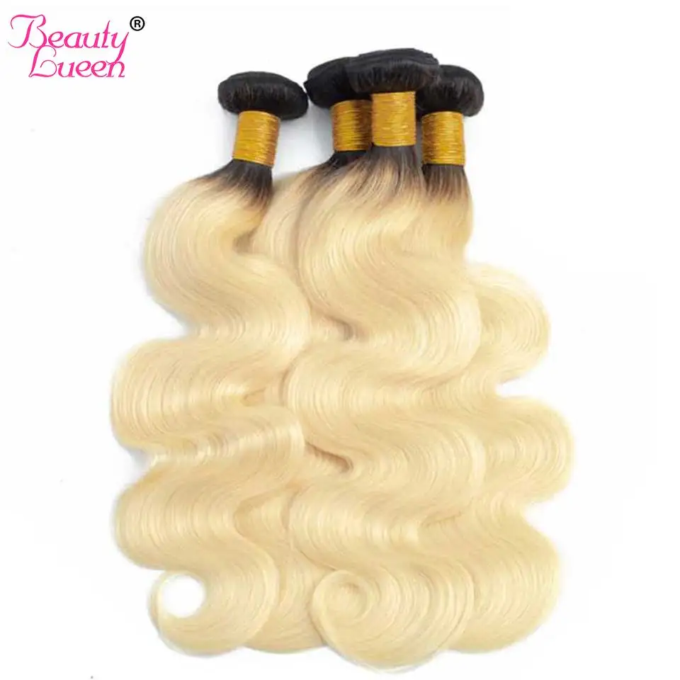 Ombre Brazilian 613 Bundles With Frontal Dark Roots 134 Blond Straight Hair Bundle Ear To Ear Frontal With 3 Bundles Remy Hair (2)