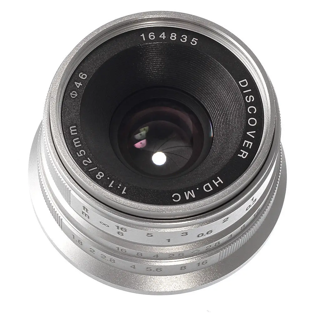 25 мм F/1 8 основной объектив Ручной фокус MF для Panasonic Olympus M4/3 крепление серебристо