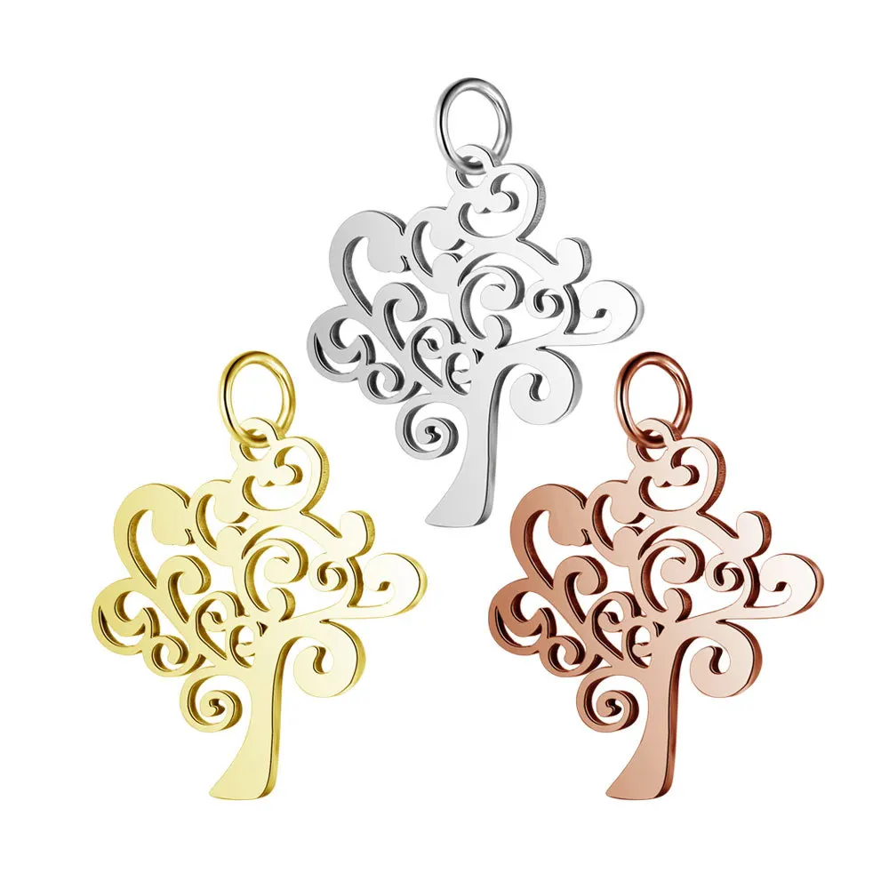 

5pcs Stainless Steel Tree of Life Charms Pendant for DIY Charm Necklaces&Bracelets Jewelry Making Findings Accessories Wholesale