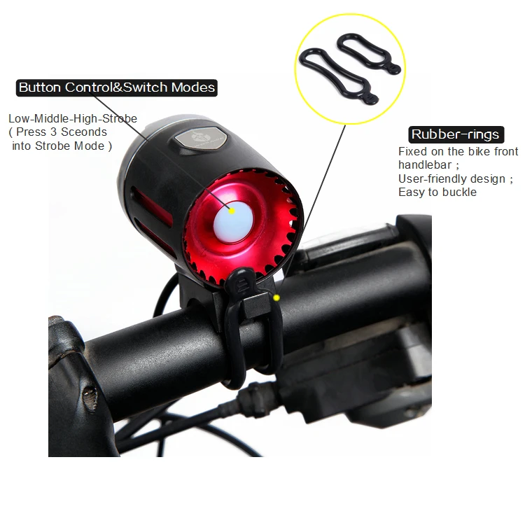 Clearance WOSAWE Bicycle Headlight Cycling Lights Waterpoof Bike Light Lamp 1200 Lumen XMK- T6 LED Bike Bicycle Front Light with USB cable 5