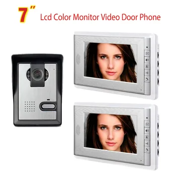 Goedkoop 7 Inch Video Deurtelefoon Deurbel Intercom Systeem Nachtzicht Camera Video Deurbel Video Deurtelefoon Intercom 2 Monitor kit