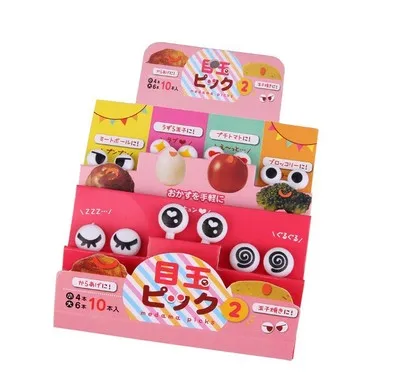 10pcs/set Easy to Sign Mini Eye Cartoon Fruit Fork Plastic Fruit Toothpick Bento Lunch For Children Decorative Tableware