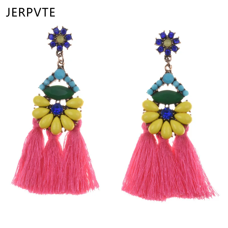 

JERPVTE Simple Colorful Long Tassel Hypoallergenic Alloy Brincos Women Girls Party Casual Jewelry Fashion Fringle Earrings