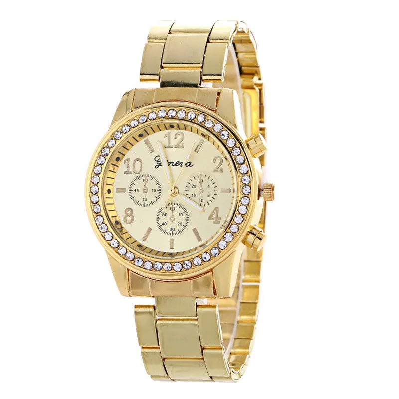 Горячая Распродажа Geneva брендовые золотые и серебряные часы для женщин Дамская мода кристалл платье кварцевые наручные часы Relogio Feminino reloj mujer