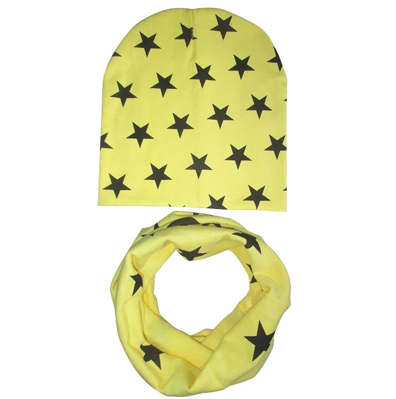 Осенне-зимняя детская шапка, шарф, детская шапка с воротниками, милая камуфляжная шапочка с принтом со звездой для девочек, детская шапка - Цвет: Style1 yellow
