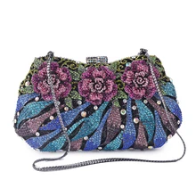 2019 AW New Bling Bling full rhinestones floral ladies clutches handmade ladies evening clutch bag party wedding bridal clutch hollow out floral rhinestones evening bags party small clutch mini bridal purse wedding gold crystal women clutches handbags
