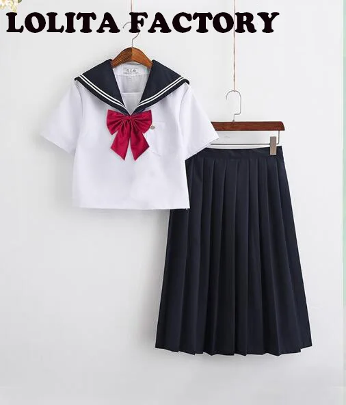 일본어/한국어 선원 복장 코스프레 의상 학교 교복 귀여운 소녀 JK 학생 의류 탑 + 스커트 로리타 코스프레 JKN2101