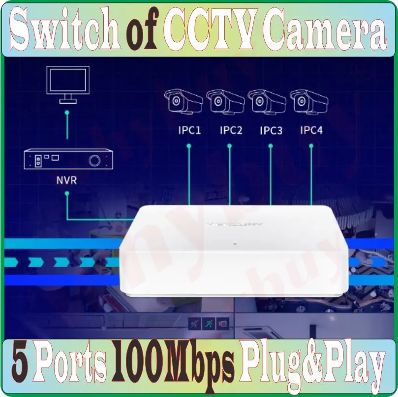 5 портов 100 Мбит/с переключатель данных Plug& Play, MCS1105M, камера NVR сетевой коммутатор, мини настольный коммутатор для интернет-сети камеры видеонаблюдения