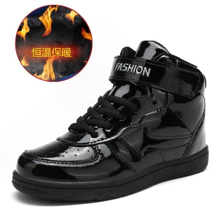 

Spring and Autumn new high help boys girls black hip-hop shoes Winter Young snow boots student children's sports running shoes