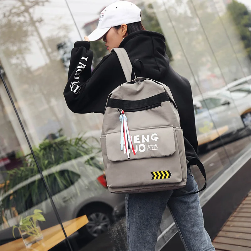 Menghuo 2017 Fashion High Quality Tassel Ribbon Women Bakcpack School Bag for Girls Boys Men Backpack sac a dos femme Mochilas (3)