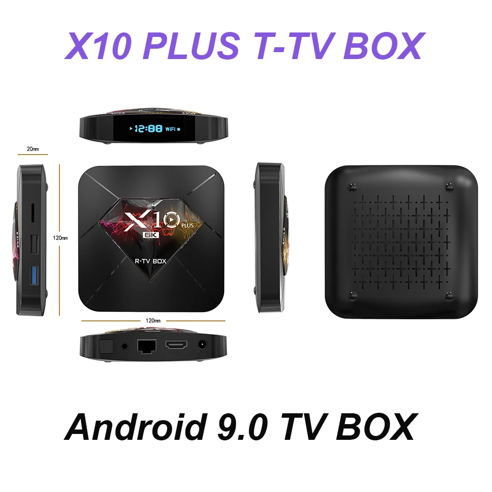 R-tv BOX X10 Plus Android 9,0 Smart tv Box Allwinner H6 2,4G WiFi 4 Гб ram 32 ГБ/64 Гб rom телеприставка USB3.0 H.265 6K медиаплеер