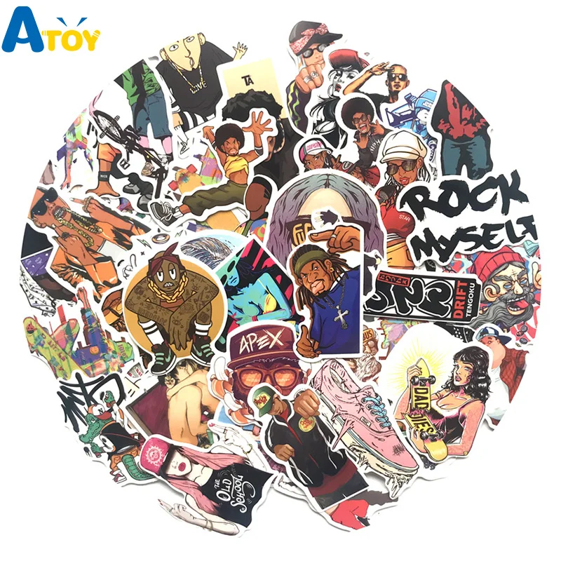 

50 Pcs Hip Hop Rock Punk Graffiti Sticker Anime Mixed Style Sticker Toy For Laptop Suitcase Guitar Fridge Bicycle Car Cute Decal