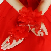 Новинка Luvas De Noiva мини цветы кружева перчатки из бисера модные свадебные перчатки крюк пальцев Короткие перчатки аксессуары Fiesta
