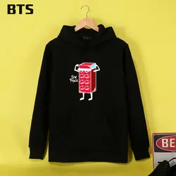 BTS Six Pack толстовки Mulheres одноцветное Повседневное Корейская толстовка Для женщин удобные топы Для женщин толстовки кофты с длинным рукавом