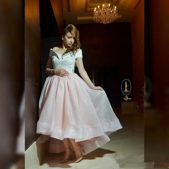 2016-off-the-shoulder-short-prom-party-dresses-puffy-organza-skirt-pearls-hi-lo-formal-evening-gowns-arabic-islamic-muslim-pakistani-dresses