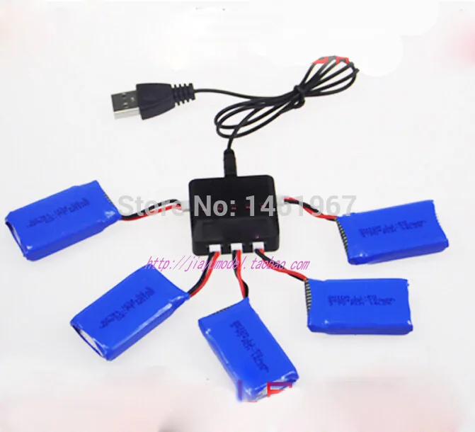 5 Pcs 3.7V 700mah Batteries and 1 Pcs Battery Charger for Cheerson CX