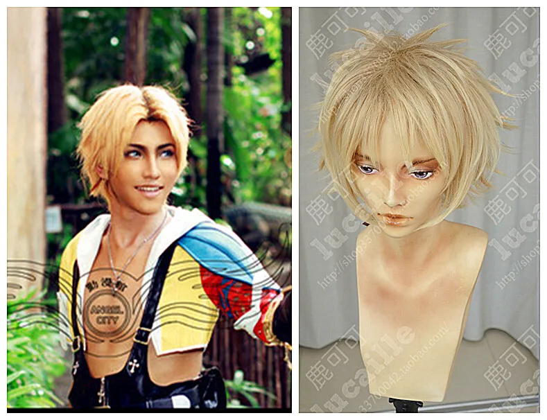 

New Arrival Fantasy Final Fantasy Tidus  Anime  Cosplay Wig Heat Resistance Fibre Synthetic  Wigs+free shipping+caps