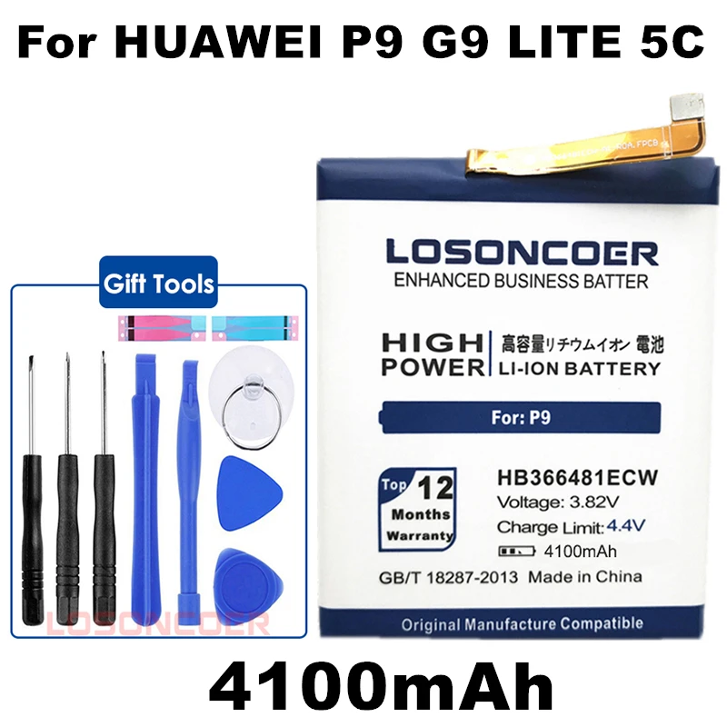 

HB366481ECW 4750mAh For Huawei P9 Battery Ascend P9 Lite G9 honor 8 honor 5C EVA-L09 8 lite y6 II DL00 P10 Lite WAS-L03T LX2J