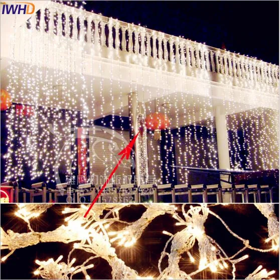 IWHD 10X5M Garland LED Christmas Lights Outdoor 110/220V Christmas Decoration LED Curtain String Fairy Lights Cristmas New Year 