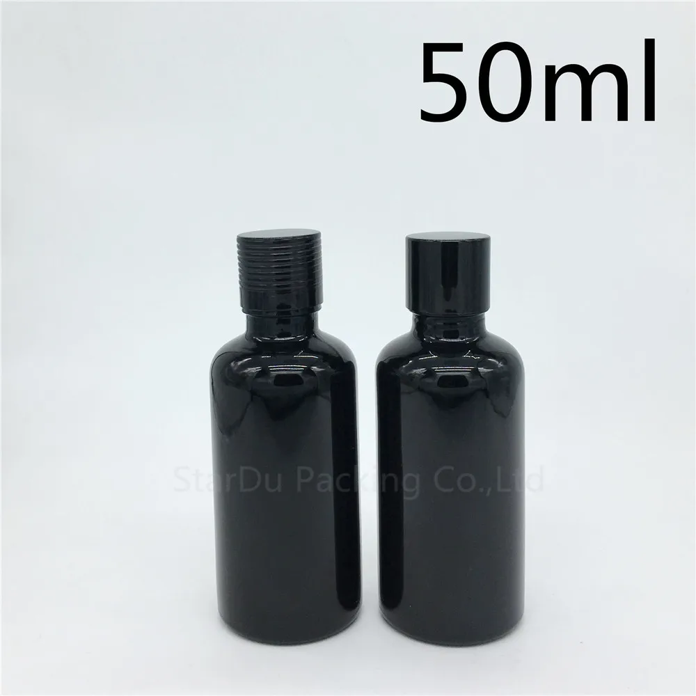 240pcs 50ML Black Bottle Serum Container 50cc Vial Essential Oil Bottle