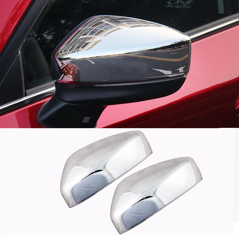 Углеродное волокно автомобильный Стайлинг Зеркало заднего вида боковая крышка шапка с декором "крылья" Оболочка Чехол Планки для Mazda CX-5 CX5 CX 5 аксессуары - Цвет: ABS Chrome