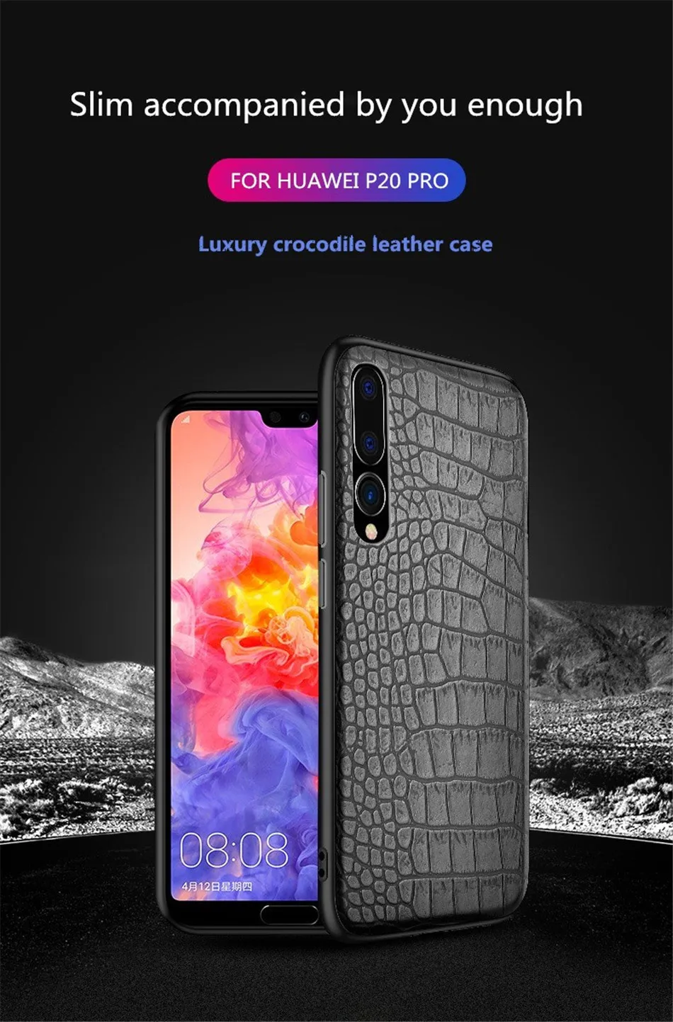 Retro Vintage Crocodile Snake Pattern Case For Huawei P20 Pro Printed PU Leather Soft Luxury Phone Back Cover For Huawei P20 (1)