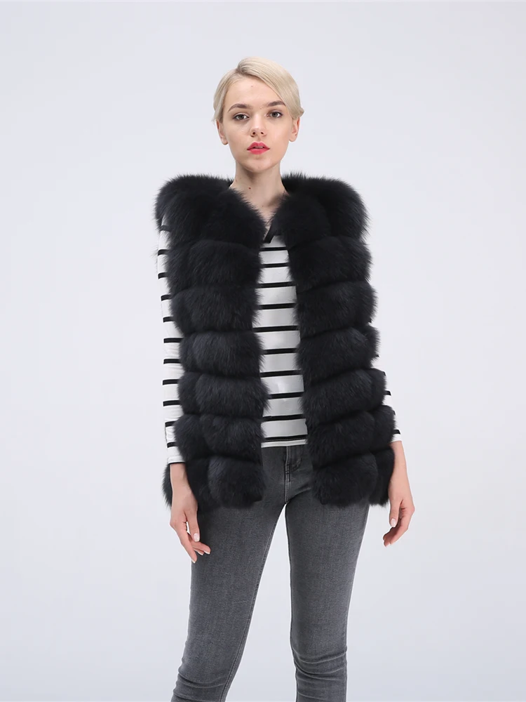 Real Fox Fur Vest Jacket Waistcoat Short sleeveless Vest woman winter warm Natural Fur Vest Real Fur Jacket Fox Fur Coats