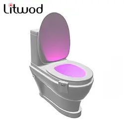 Litwod Z20 Горячие 8 цветов светодиодный Туалет ночник RGB датчик движения Туалет светочувствительных Батарея управлением лампы 3d лампа