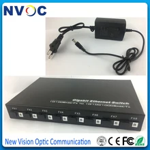 8 100 м оптоволоконный B боковой порт до 2 1000 м RJ45 Электрический порт одиночный волоконно-оптический гигабитный Ethernet волоконный коммутатор, евро зарядка
