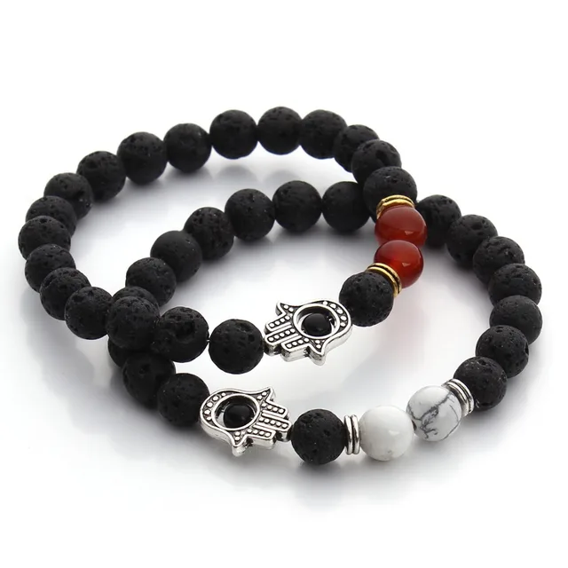 8mm Nature Black Lava Beaded Bracelet Energy Stone Hamsa 8mm Nature Black Lava Beaded Bracelet Energy Stone Hamsa Hand Bangle Charm Yoga Mala Bracelets