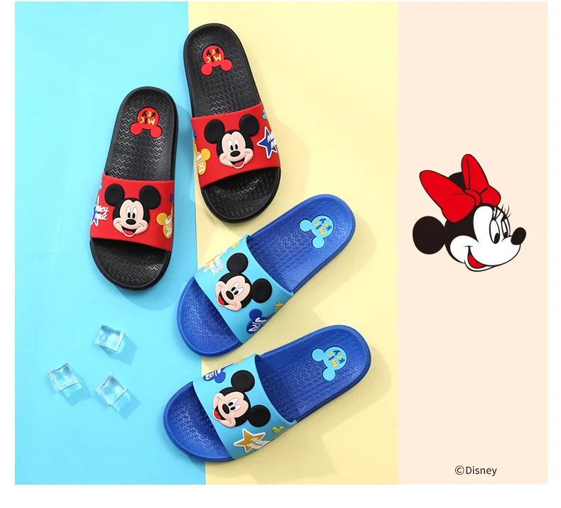 Disney/детские тапочки; Новинка года; летние домашние сандалии и шлепанцы с рисунком Микки и Минни для девочек; европейские размеры 26-40