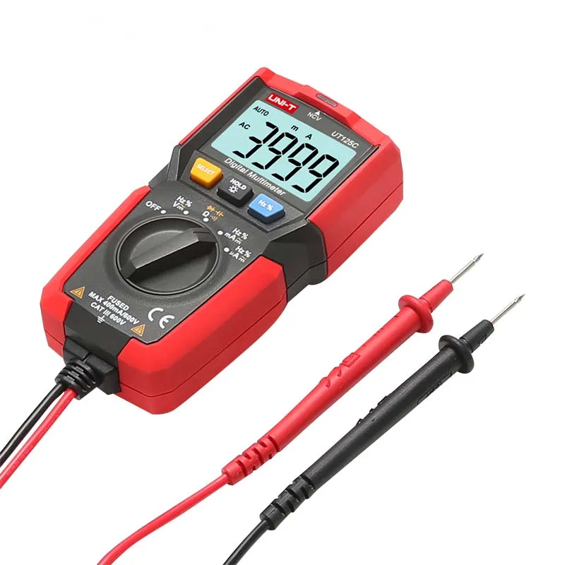 UNI T UT125C цифровой мультиметр AC/DC Амперметр Вольтметр Ом Электрический Тестер Meter