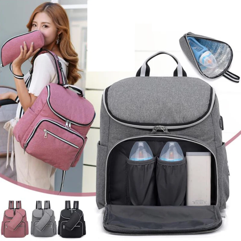 

Baby bag for mom New Fashion diaper bag backpack with anti-loss zipper Large Capacity waterproof Baby wet bags Nappy Care