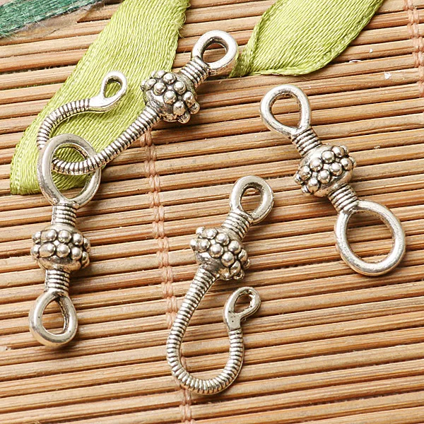 

24sets dark silver color textured hook toggle clasp for jewerly making EF2840